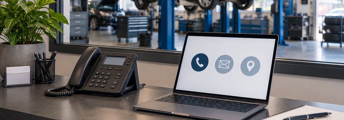 Kundmottagningen på Dannes Bil Service med insyn till verkstaden